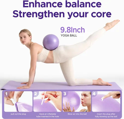 Vista 4 de Pilates Ring Kit for Women, Pilates Equipment Accessories, Home Workout Set with Magic Circle, Mini Exercise Ball, Ankle Resistance Bands & Yoga