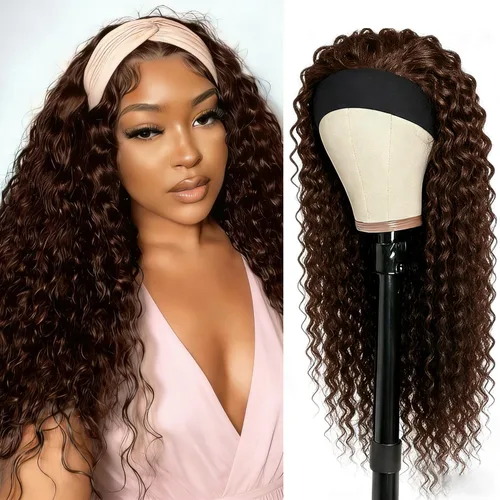 Vista 58 de XSY: Peluca de diadema de cabello humano de onda profunda sin pegamento, sin encaje frontal, peluca de diadema rizada, lista para usar y llevar