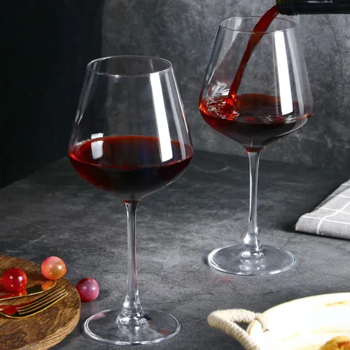 Vista 4 de Juego de 6 copas de vino tinto de 19.5 onzas color burdeos para degustación de vinos, aniversario, boda, transparente
