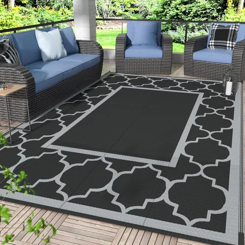 Vista 20 de GENIMO Alfombra de exterior de 6' x 9' pies, impermeable, para decoración de patio, tapetes de área reversibles de paja de plástico para liquidación