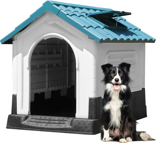 Vista 19 de YITAHOME Dog House Outdoor Plastic Doghouse Water Resistant Pet House with Adjustable Skylight and Elevated Base for Small, Medium, and Large Dogs