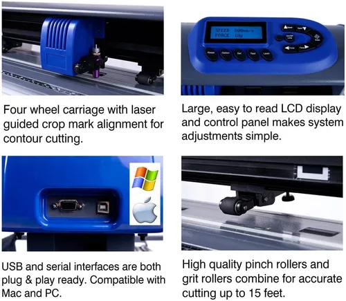 Vista 3 de USCutter plotter Cortador y trazador de vinilo de 28 pulgadas con soporte y software para diseño y corte Basket y VinylMaster