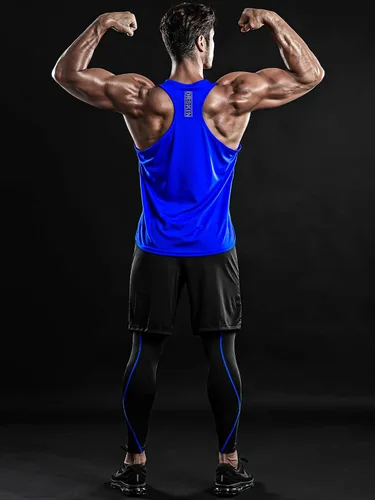Vista 5 de DRSKIN Men's 4 or 3 Pack Tank Tops Sleeveless Shirts Dry Fit Y-Back Muscle Mesh Gym Training Athletic Workout