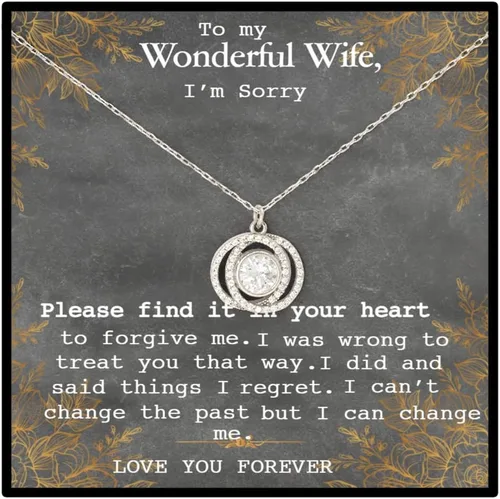 Collar esposa con texto en inglés "I'm Sorry", regalo esposa con texto en inglés "I am Sorry", regalo de amor para esposa, perdona, lo siento y