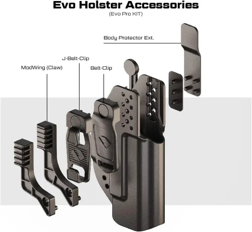 Vista 2 de Orpaz EVO G19 - Funda modular de rodamiento de luz compatible con ambidiestro Glock 19 con luz, funda de doble transporte que proporciona múltiples
