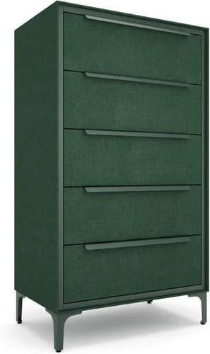 Vista 8 de Tinge Naima - Cómoda de tela premium - Marco de metal resistente, 5 cajones espaciosos a prueba de hundimiento con elegantes asas de metal