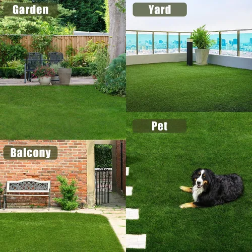 Vista 8 de FREADEM Césped artificial sintético de 3 pies x 14 pies, pila de 1.38 pulgadas de alto, tapete de césped artificial con drenaje, paisaje al aire