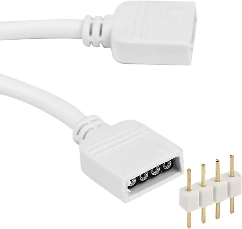 Vista 3 de Conector divisor de tira LED, 4 pines, 1 a 2 cables, divisor en Y para tira de luz LED RGB 5050 3528, con 9 conectores macho de 4 pines