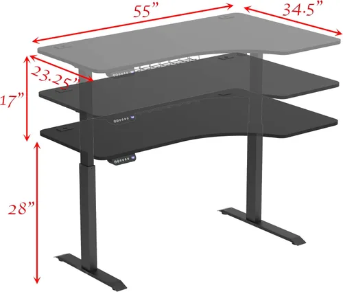 Vista 3 de SHW escritorio eléctrico ajustable para computadora, grande, de 55 pulgadas