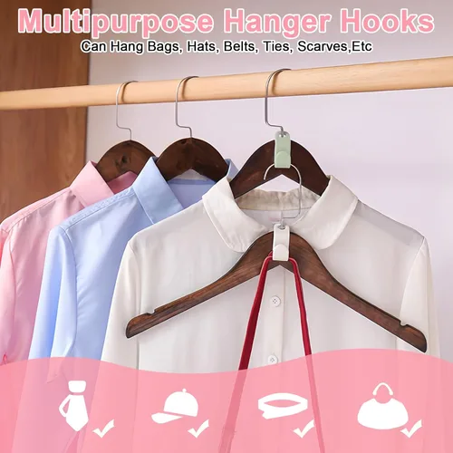 Vista 4 de 50 ganchos para colgar ropa que ahorran espacio, organizadores de plástico para armarios y extensor de almacenamiento para conexión de perchas