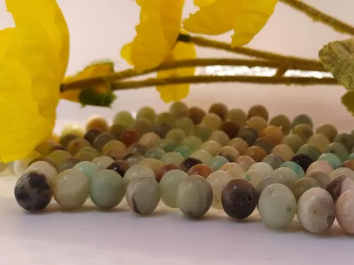 Vista 5 de Cuentas de piedra 6mm 140 piezas Cuentas de Amazonita Redondas Cuentas sueltas de piedras preciosas para hacer joyas de pulseras y collares