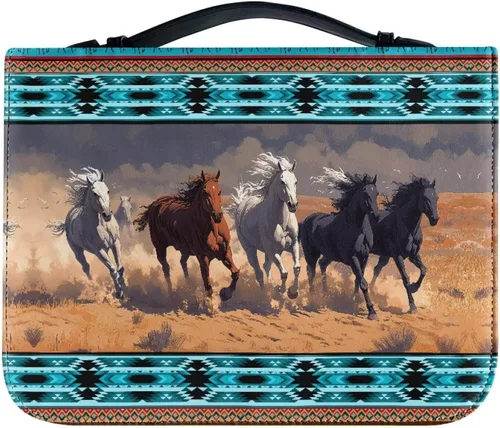 Vista 44 de Cozeyat American Flag Bible Cover Large Size Church Study Book Carrying Bag Highland Cow Bible Protective Case with Handle and Zippered Pocket for