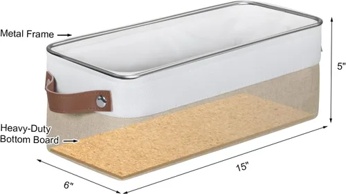 Vista 2 de Kntiwiwo Canastas de almacenamiento de tela pequeñas, 15 x 6 x 5 pulgadas canastas de almacenamiento estrechas, paquete de 4 canastas