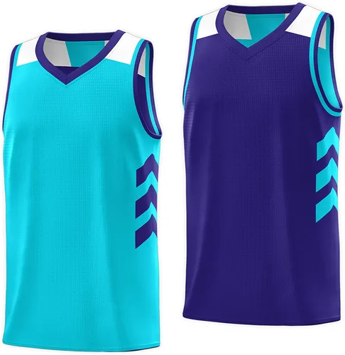 KXK Camiseta de baloncesto reversible para hombre, sin mangas, uniforme de equipo Aguamarina y índigo profundo
