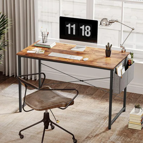 Vista 15 de Cubiker Escritorio para computadora, escritorio pequeño de oficina en casa de 32 pulgadas para espacios pequeños, estilo moderno y simple