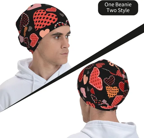 Vista 8 de Gorro de punto con corazones para el día de San Valentín, gorro cálido para hombre y mujer, gorro de esquí para el día de San Valentín, Día de San