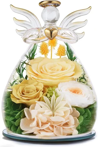 Love Angel - Flor preservada para siempre, regalo para mujeres, mamá, abuela, cumpleaños, Navidad, Día de la Madre, San Valentín, para recuperarse,