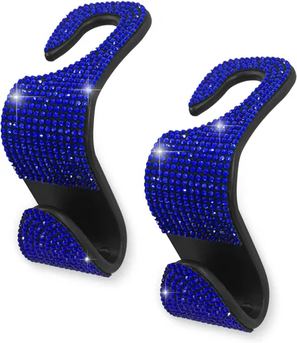 Vista 10 de OSIFIT 2 piezas de ganchos para asiento de coche - Ganchos de reposacabezas con diamantes de imitación y diseño universal - Perfectos para sujetar