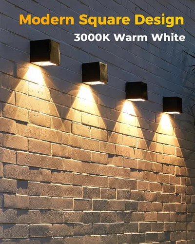 Vista 2 de LUHLEE Luces Solares de Pared para Exteriores, Aplique Solar de Pared Cuadrado Moderno IP65 Impermeable con Iluminación Descendente para Exteriores