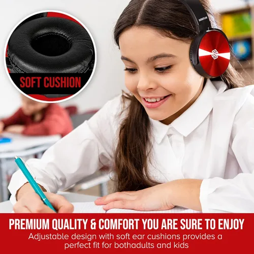 Vista 5 de Auriculares prémium para aula con micrófono (paquete de 5) – Auriculares con cable para niños con micrófono para estudiantes escolares K-12
