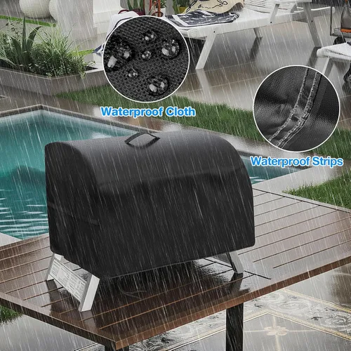 Vista 4 de Cubierta de Parrilla para Parrilla Hibachi, Cubierta de Parrilla de Mesa Pequeña Impermeable para Exteriores de Servicio Pesado, Cubierta