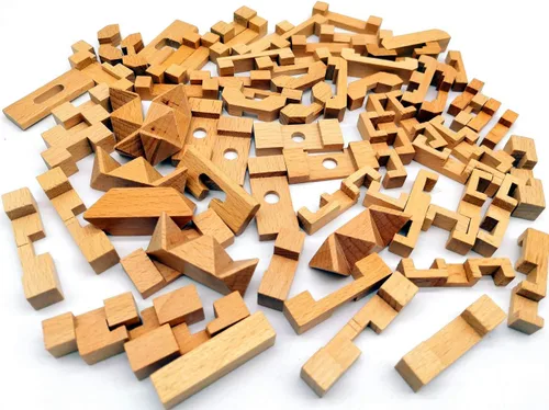 Vista 7 de Guaishou 10-in-One 3D Small Wooden Puzzles Kongming Lock IQ Test Toy for Teens and Adults