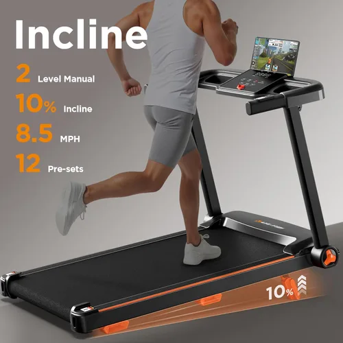 Vista 11 de YUEJIQI Treadmills for Home, 3.0HP Quiet Brushless Foldable Treadmill with Incline, Small Space Portable Running Walking Machine, 300 Lbs Capacity