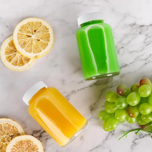 Vista 5 de HINGWAH Paquete de 12 botellas de vidrio de 4 onzas con tapas, botellas vacías de 4.1 fl oz de chupito de jugo de bienestar, tarros de vidrio