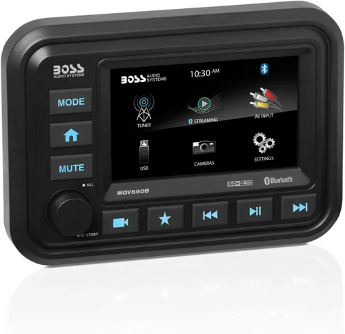 Vista 10 de BOSS Audio Systems MGR250B Receptor de Radio de Medidor Marino Bluetooth, Amplificador Incorporado, Clasificación IPX6, Puerto USB + Carga USB
