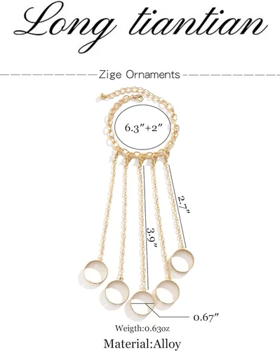 Vista 7 de Long tiantian Pulsera de cadena para dedo, pulsera punk con borla de cadena en capas con anillo de dedo, garras de dedo, brazalete de brazo, joyería