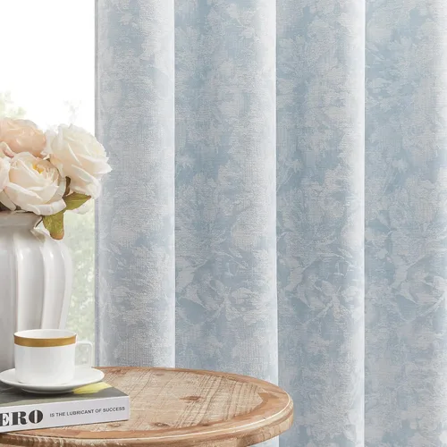 Vista 15 de Beauoop - Cortinas opacas beige con diseño floral jacquard, 2 paneles, para dormitorio/sala, de felpilla, gris pardo, aislantes y a prueba de ruido