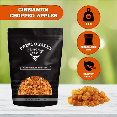 Vista 2 de Presto Sales LLC - Manzana picada, recubierta con canela, cortada en cubitos, afrutada, sabrosa, dulce, deshidratada, sin desorden, delicioso