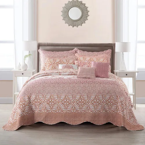 Juego de colcha de tamaño King de 122 x 106 pulgadas, estampado floral, juego de edredón de 9 piezas, suave y ligero prelavado, funda de cama para