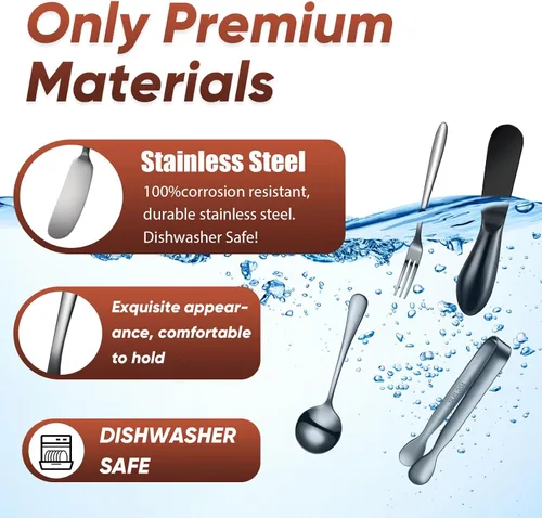 Vista 3 de 14 piezas de accesorios para tabla de embutidos, juego de cuchillos para untar queso, utensilios de embutidos de acero inoxidable, cuchillos