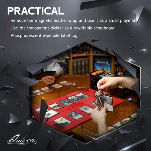 Vista 4 de Quiver Time Black Citadel Deck Block for Magic: the Gathering Cards - TCG 100+ Premium Commander Deck Box, caja de mazos MTG para tarjetas, dados