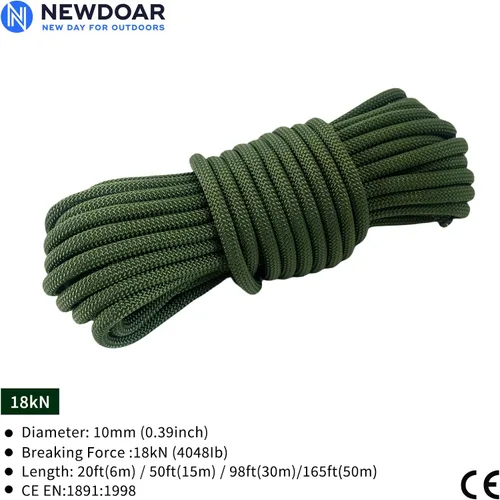 Vista 2 de NewDoar Cuerda de escalada estática – 0.315 in (5/16c) / 0.394 in (3/8 pulgadas) cable accesorio de doble trenza para rocas, transporte, prusik