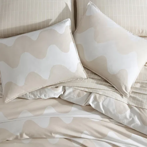 Vista 2 de Marimekko - Juego de funda de edredón tamaño King, ropa de cama de algodón orgánico con fundas a juego, decoración del hogar de lujo, certificado