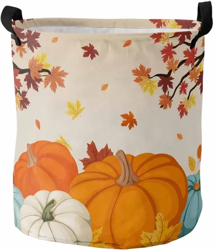 Vista 9 de Cesta de lavandería rosa para Halloween, bolsa plegable con asas fáciles de transportar, pequeña cesta plegable independiente, plegable, Blanco