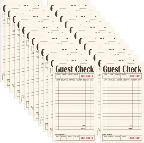 Vista 43 de ZPARIK Libros de cheques de invitados para servidores, bloc de notas de servidor, paquete de 6, papel de color natural, bloc de notas para camarera