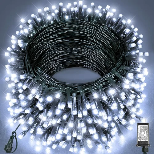 Vista 21 de Tira de luces LED de Navidad de 40 pies con 120 luces LED para exteriores, impermeables, 8 modos, cadena de alambre verde, luces parpadeantes