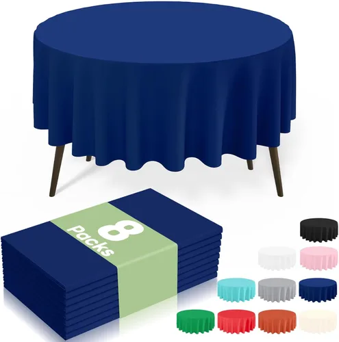 Vista 38 de misaya Paquete de 4 manteles desechables de plástico, mantel redondo impermeable de 84 pulgadas, a prueba de fugas y resistentes manteles Beige