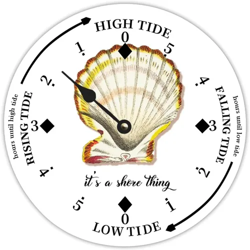 Vista 25 de Reloj de marea de estrella de mar oceánico, silencioso sin tictac, funciona con pilas, reloj de marea de madera, arte de pared, reloj de movimiento