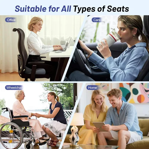 Vista 6 de Cojín de asiento extra grande para aliviar el dolor de coxis, cojín ergonómico para silla de oficina, cojín de espuma viscoelástica para coxis