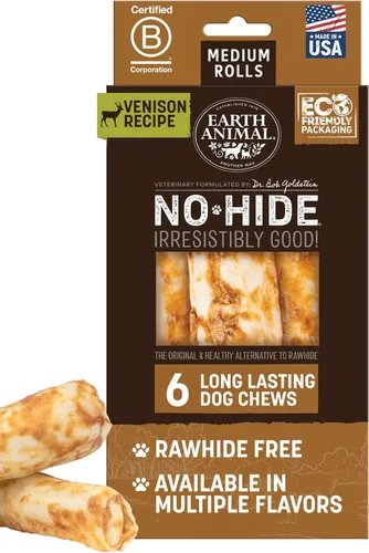 Vista 9 de Earth Animal Masticables sin ocultar – de The Grill Rolls Bacon Cheeseburger Sabor Rawhide Free Medium Dog Chews – 3