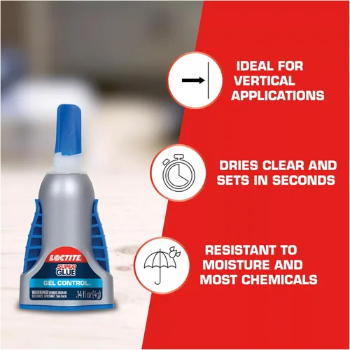 Vista 4 de Loctite Super Glue Gel Control, transparente, botella de 0.14 onzas líquidas, paquete de 3