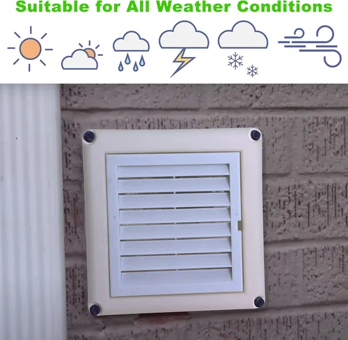 Vista 4 de Paquete de 2 cubiertas de ventilación para secadora de 4 pulgadas, rejilla de ventilación de pared exterior unidireccional para baño al aire libre