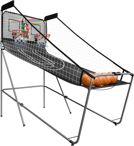 Vista 8 de JupiterForce Juego de Arcade de Baloncesto Plegable para Interiores, Máquina de Juego de Arcade de Canasta de Baloncesto Electrónica de Doble Tiro