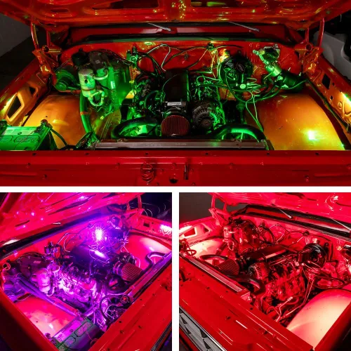 Vista 4 de LEDGlow Kit de iluminación LED de millones de colores para compartimento de motor bajo capó con Tubos flexibles de 6 pulgadas y control remoto