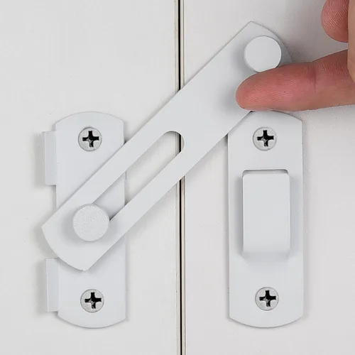 Vista 18 de Paquete de 5 pestillos para puerta de granero, 2.75 x 2.02 pulgadas, pestillo abatible de acero inoxidable blanco mate para puerta y puertas