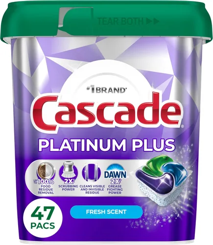 Vista 11 de Cascade Platinum Plus - Cápsulas para lavavajillas, detergente para lavavajillas, jabón detergente para platos, fresco, 19